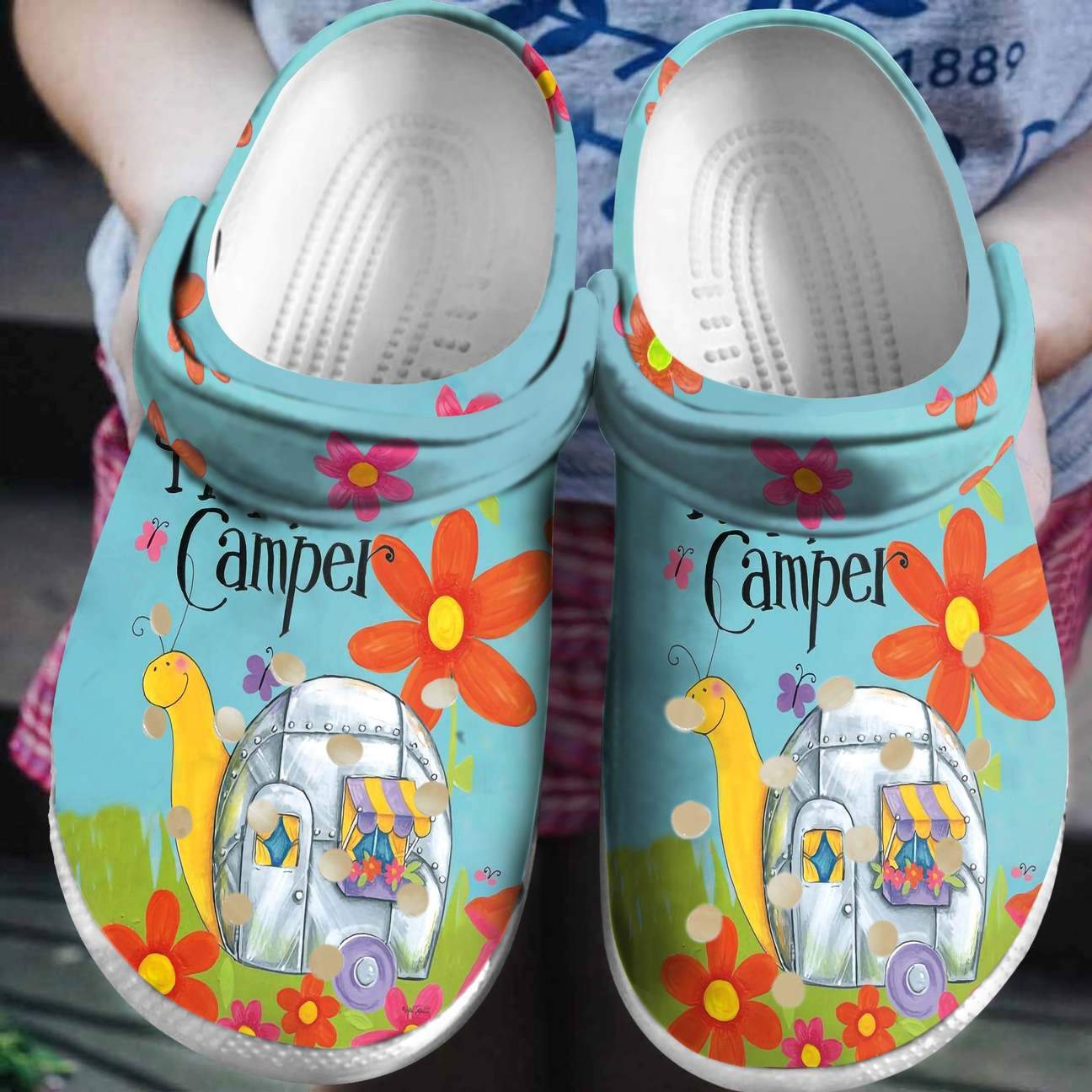 Camping Personalized Clog, Custom Name, Text, Color, Number Fashion Style For Women, Men, Kid, Print 3D Snail Happy Camper