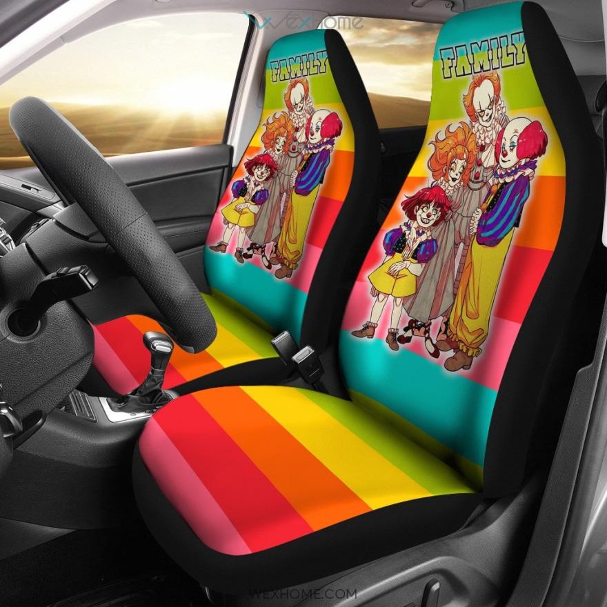 Horror Movie Car Seat Covers Pennywise Family Rainbow Seat Covers