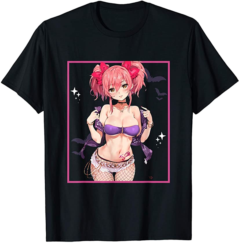 Mens Anime Aesthetic Girl Japanese Sexy Hentai Eyes Lewd Figure T-Shirt