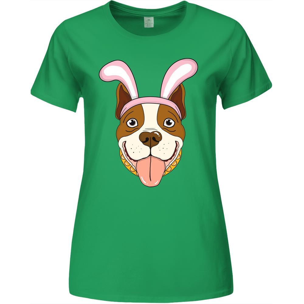 Cute Easter Pitbull Dog Bunny Ears Rabbit Premium Womens Tshirts