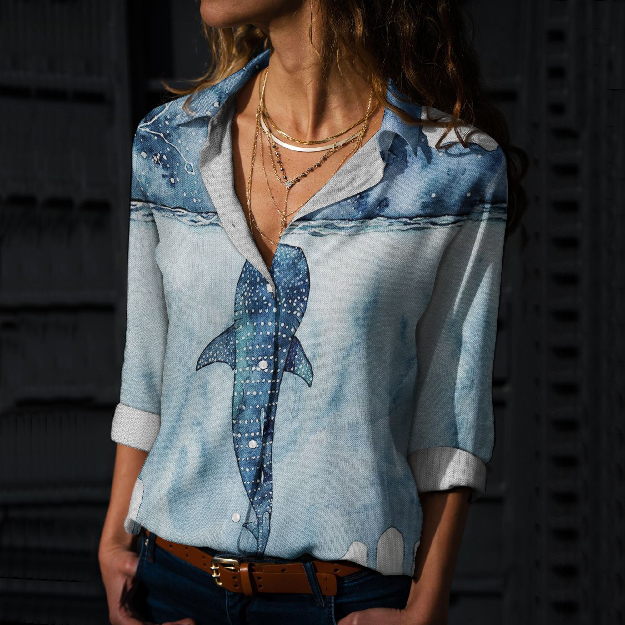 Ocean Cotton And Linen Casual Shirt, Whale Shark Linen Shirt