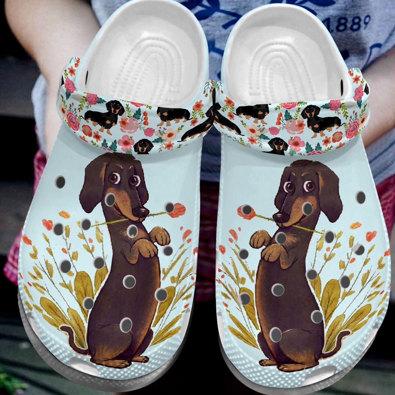 Dachshund Personalized Clog, Custom Name, Text, Color, Number Fashion Style For Women, Men, Kid, Print 3D Happy Dachshund