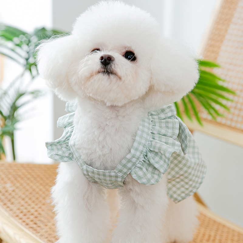 Dog Clothes Pet Dress Cat Suspender Skirt Plaid Bow Spring Summer Thin Breathable Vest For Small Puppy Teddy Chihuahua Bichon alx