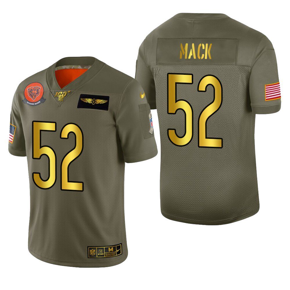 Chicago Bears Khalil Mack 2019 Salute To Service NFL 100 Mens Jersey Metallic