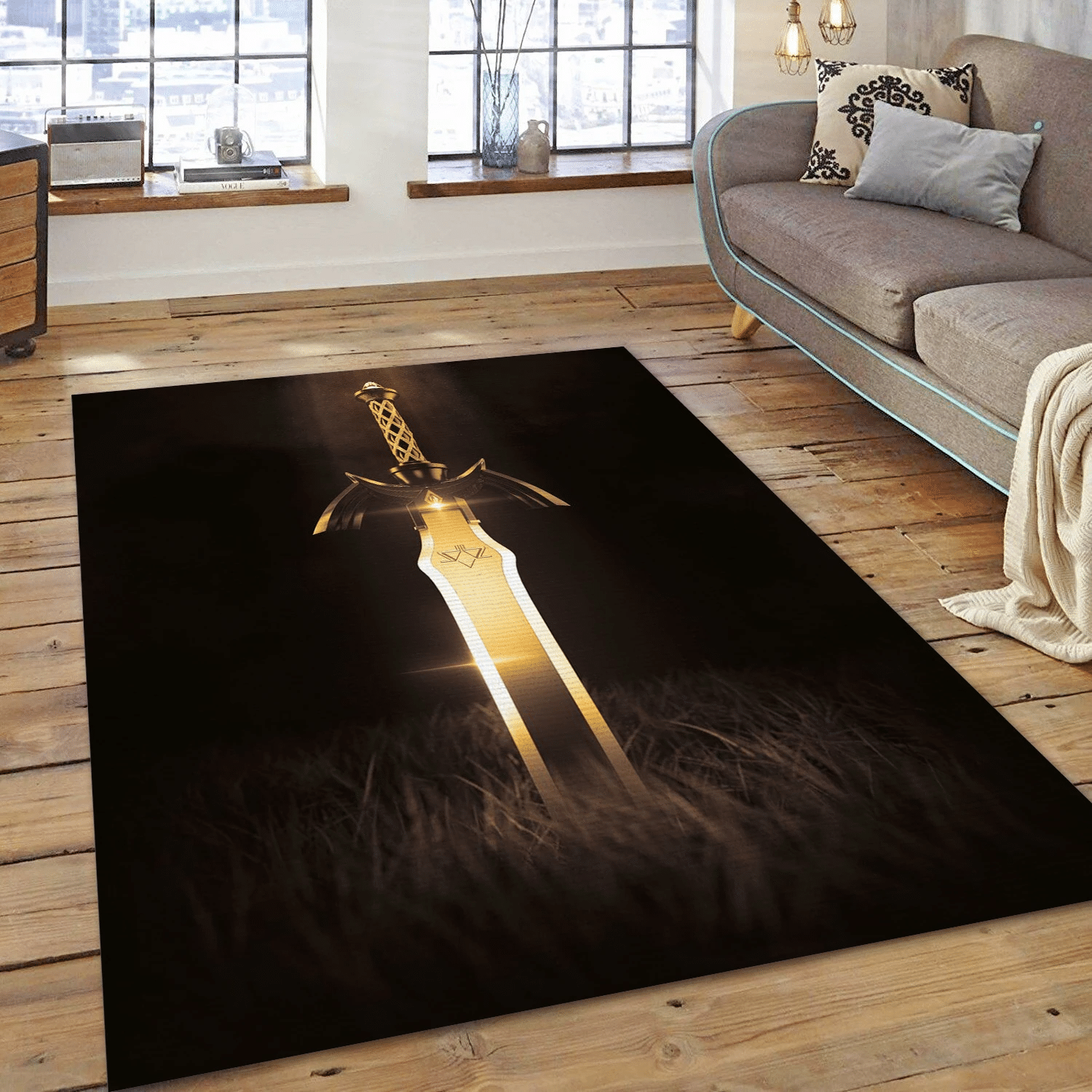 3D Master Sword Area Rug For Christmas, Living Room Rug – Christmas Gift Us Decor