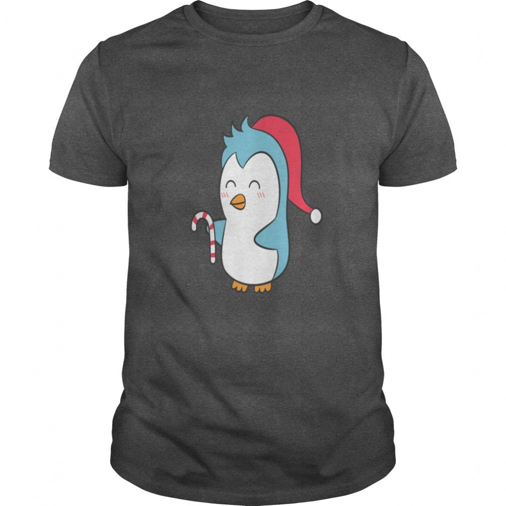 Cute Penguin With Christmas Cap And Candy Cane  Shirts Guys Tee 298803854