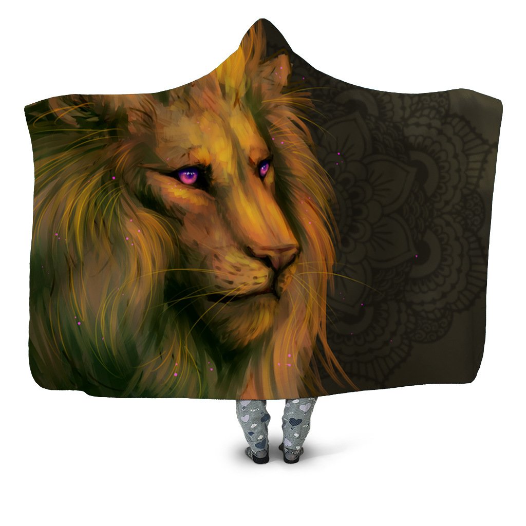 Animal Hooded Blankets – Animal Series Yellow Lion Fleece Hooded Blanket