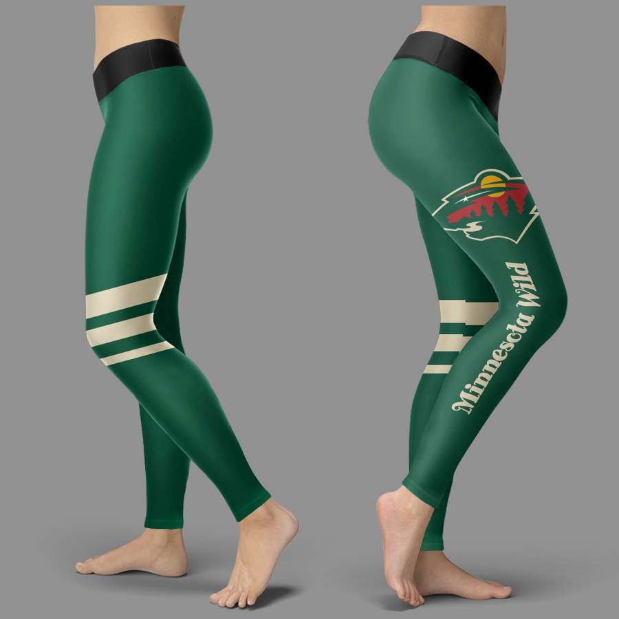 Through Great Logo Spread Body Striped Circle Minnesota Wild Leggings