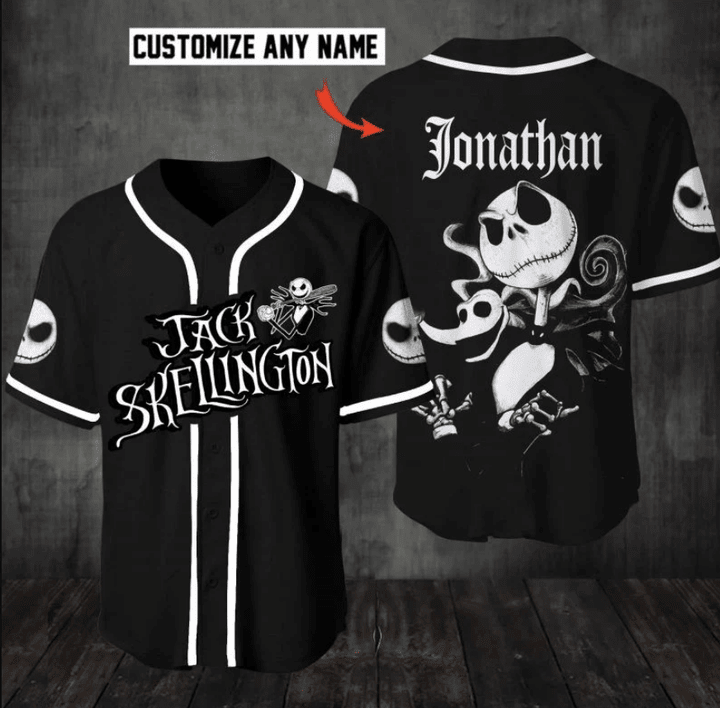 The Nightmare Before Christmas- Jack Skellington Baseball Jersey Shirt Custom T-44635