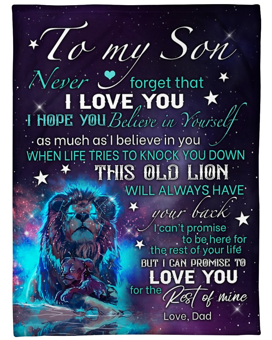 To My Son Never Forget That I Love You Fleece Blanket – Quilt Blanket Birthday Gift Family Gift Gift For Son Gift From Dad To Son Home Decor Bedding Couch Sofa Soft And Comfy Cozy