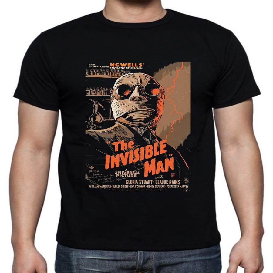 Invisible Man Movie Poster Classic Retro Men’S Black T-Shirt Size S-3Xl Shirts Homme Novelty T Shirt Men