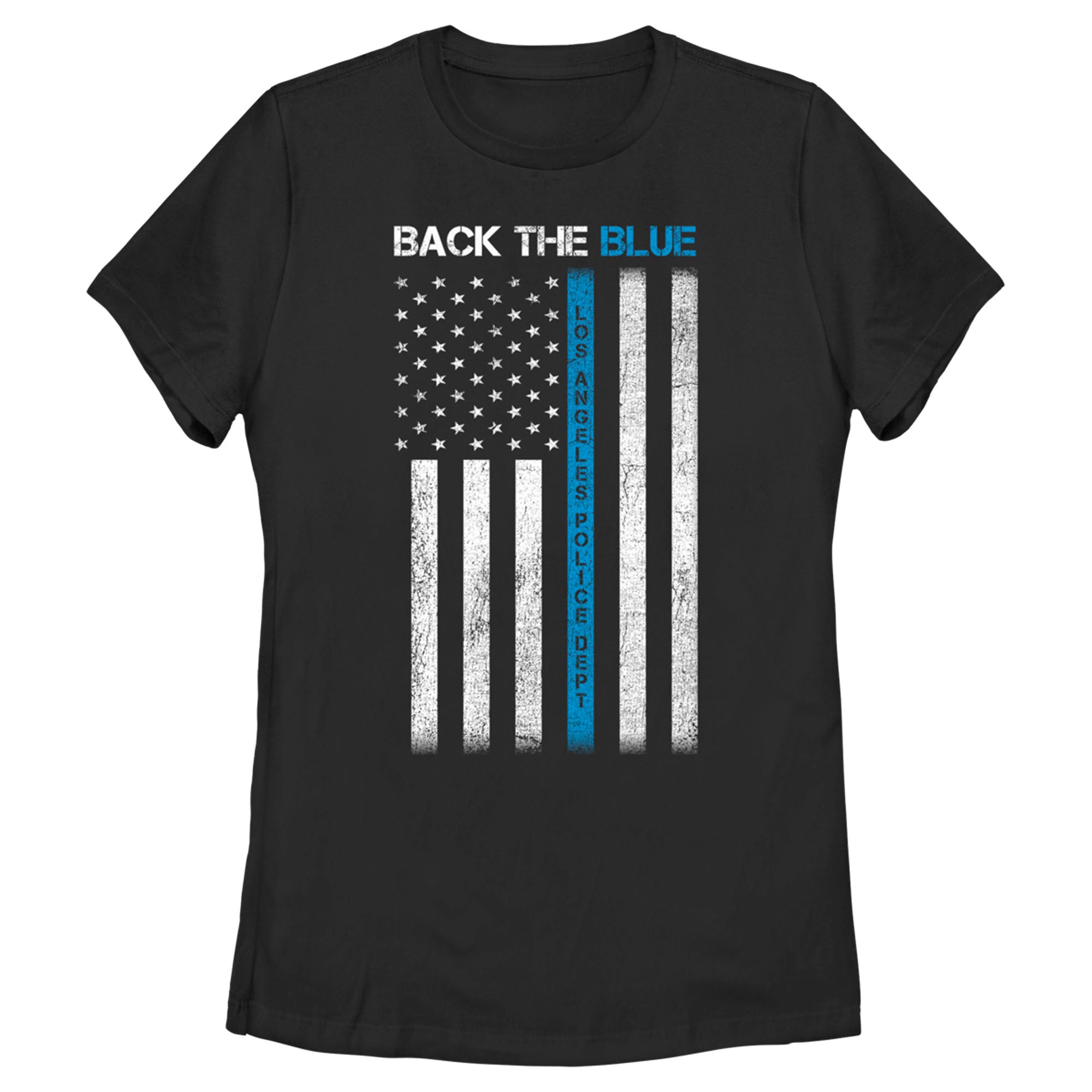 Women’S Lapd Back The Blue Distressed T-Shirt