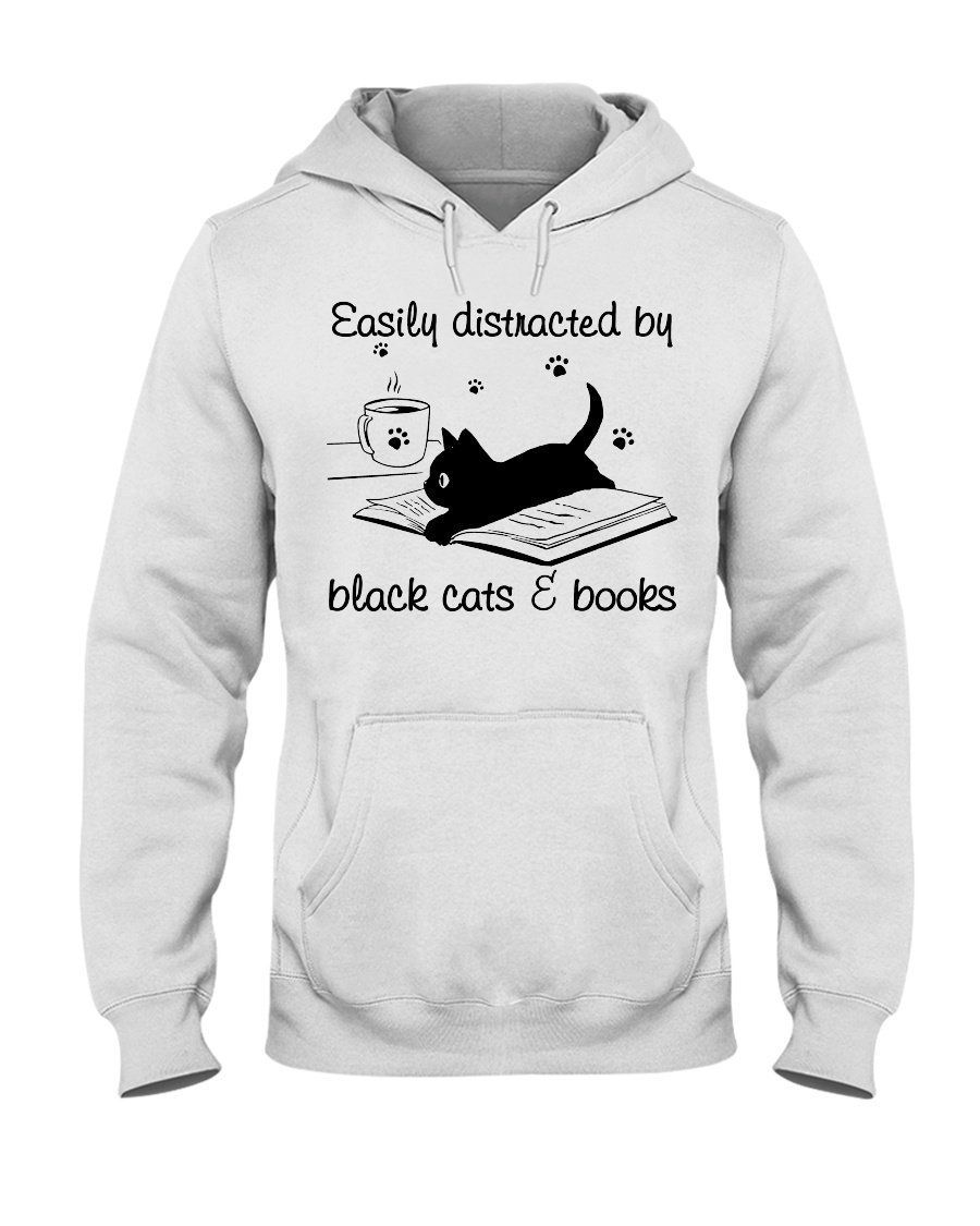 Cute Black Cat And Books Kitten Book Lovers Hoodie