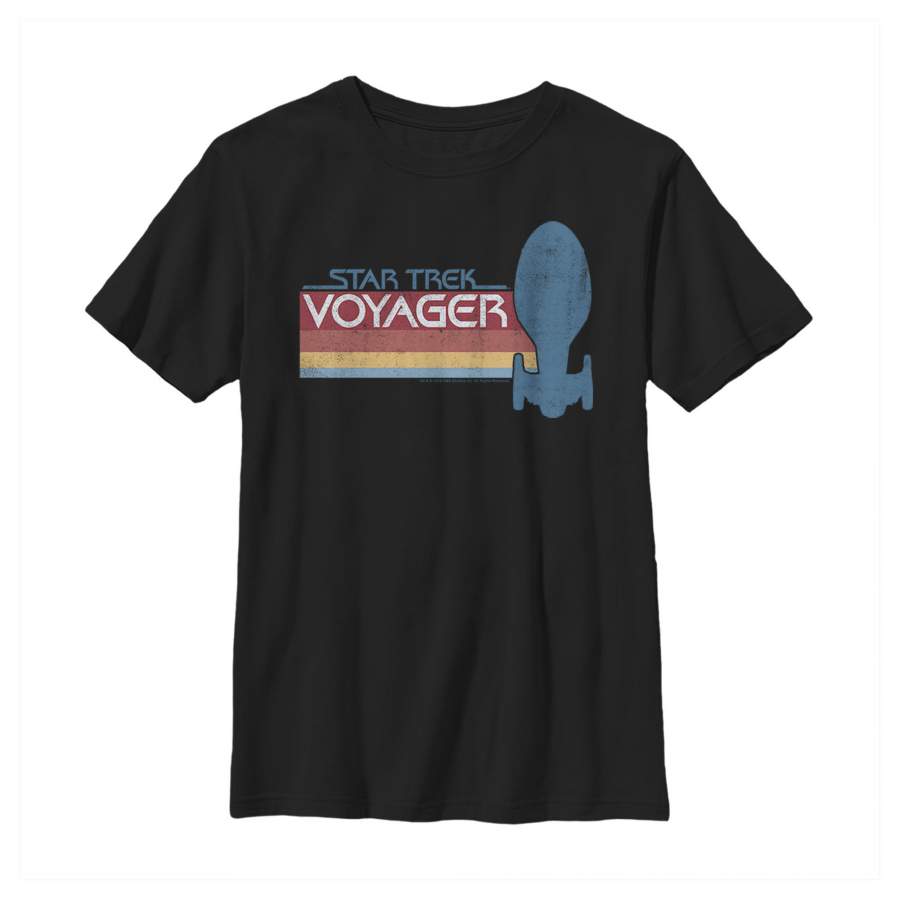 Star Trek Boy’s Voyager Retro Rainbow Logo  T Shirt