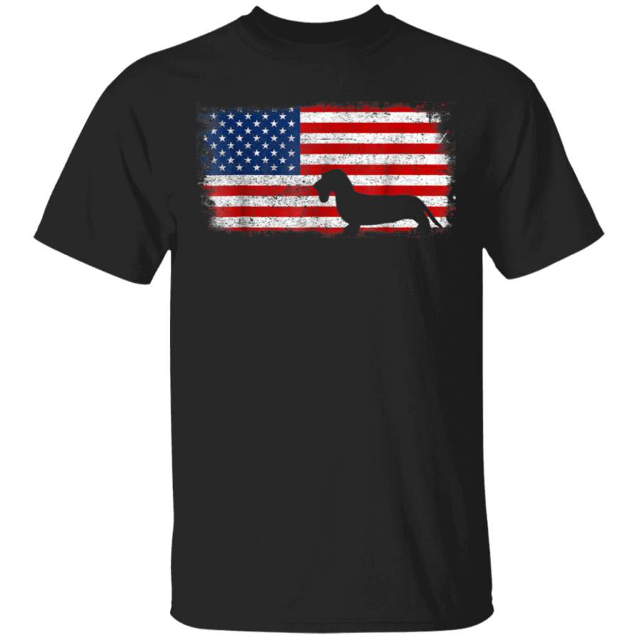 DACHSHUND WIREHAIR American Flag Vintage TShirt