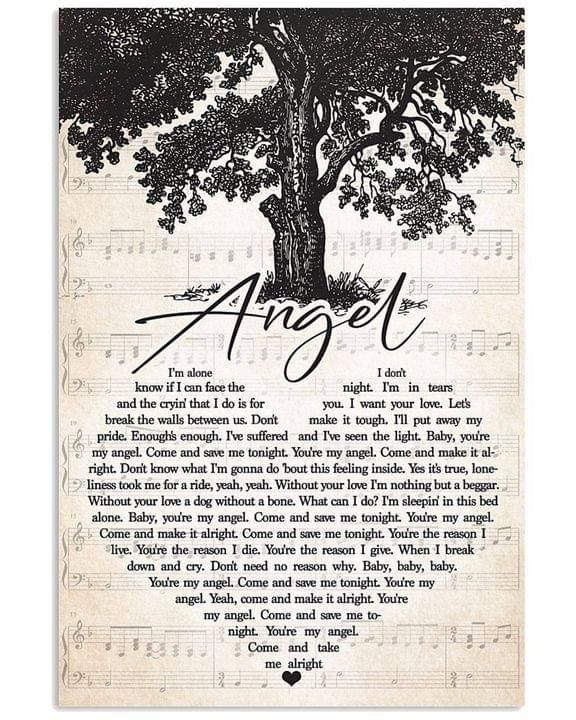 Aerosmith angel heart lyrics typography for fan poster poster canvas