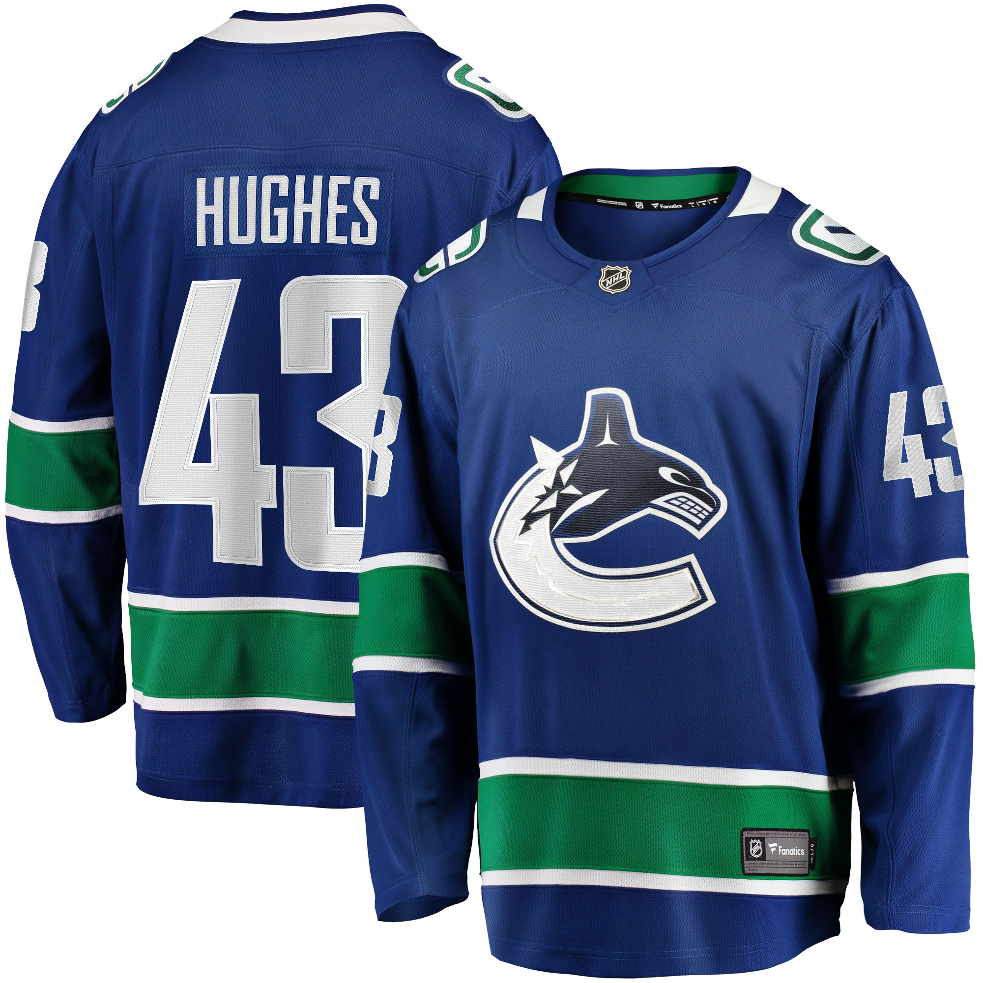 Quinn Hughes Vancouver Canucks Branded Home Breakaway Jersey – Blue 2