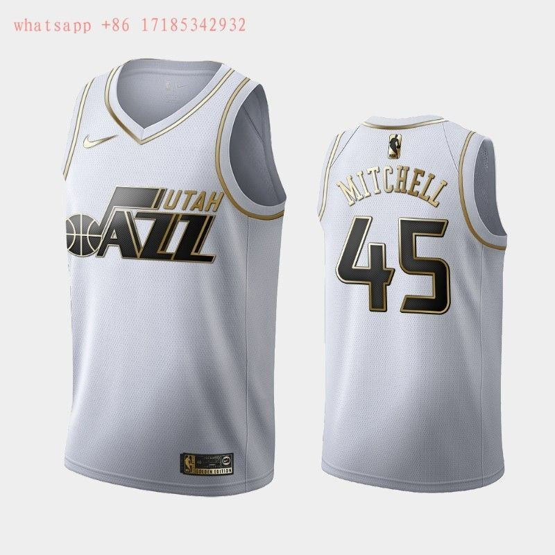 Utah Jazz Donovan Mitchell #45 NBA New Arrival Golden Brandedition White Jersey