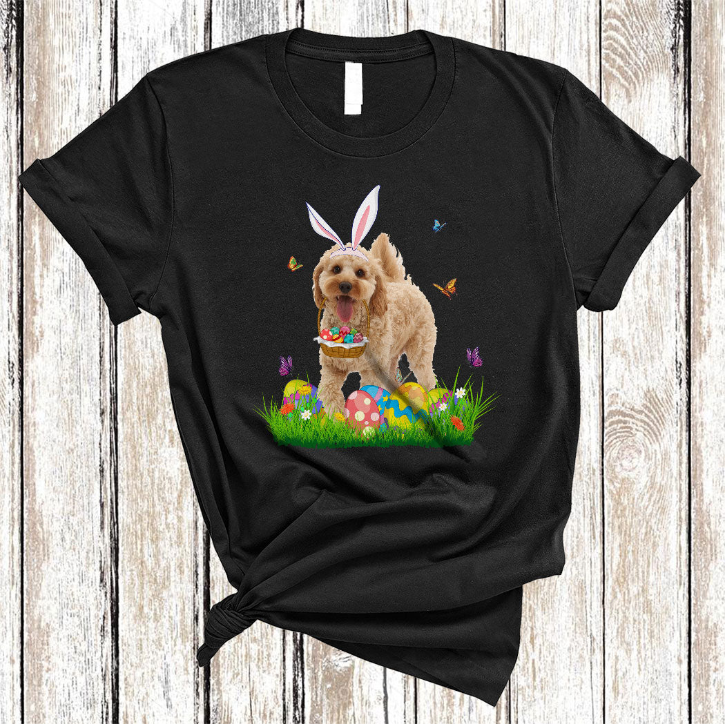 Bunny Cockapoo With Easter Egg Basket Cute Easter Butterfly Flower Egg Hunt Dog Lover Gifts T-Shirt