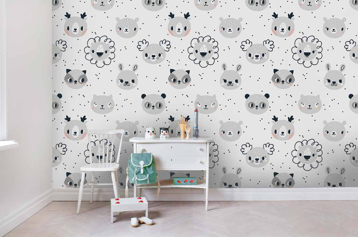 3D Gray Animal Head Wall Mural Wallpaper Sf13