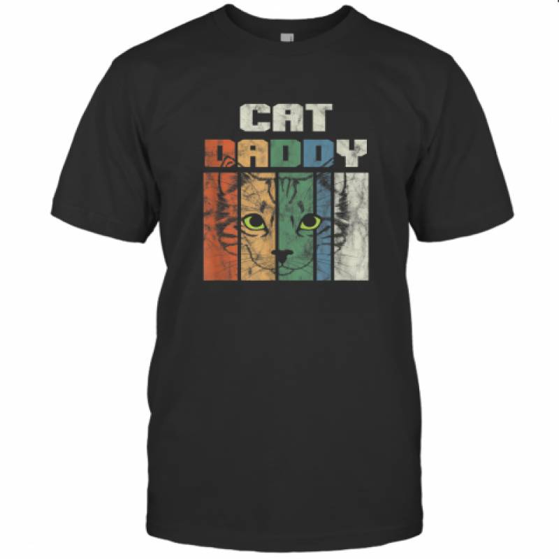 Retro Cat Dad Daddy Cool Kitten Lover Vintage T Shirt