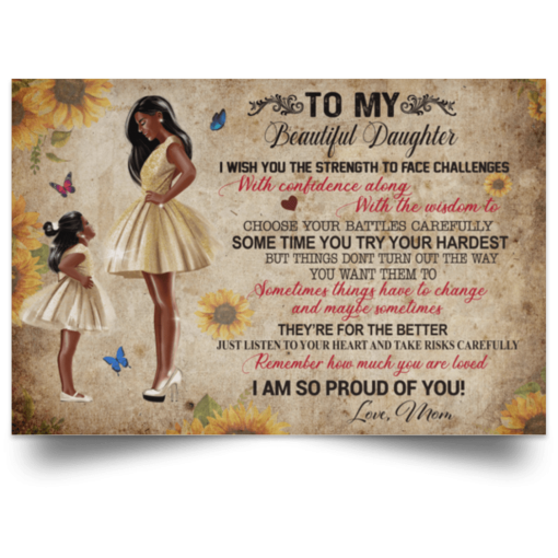 Personalized Black Mother Daughter Canvas Art, To My Beautiful Daughter Poster, African American Family