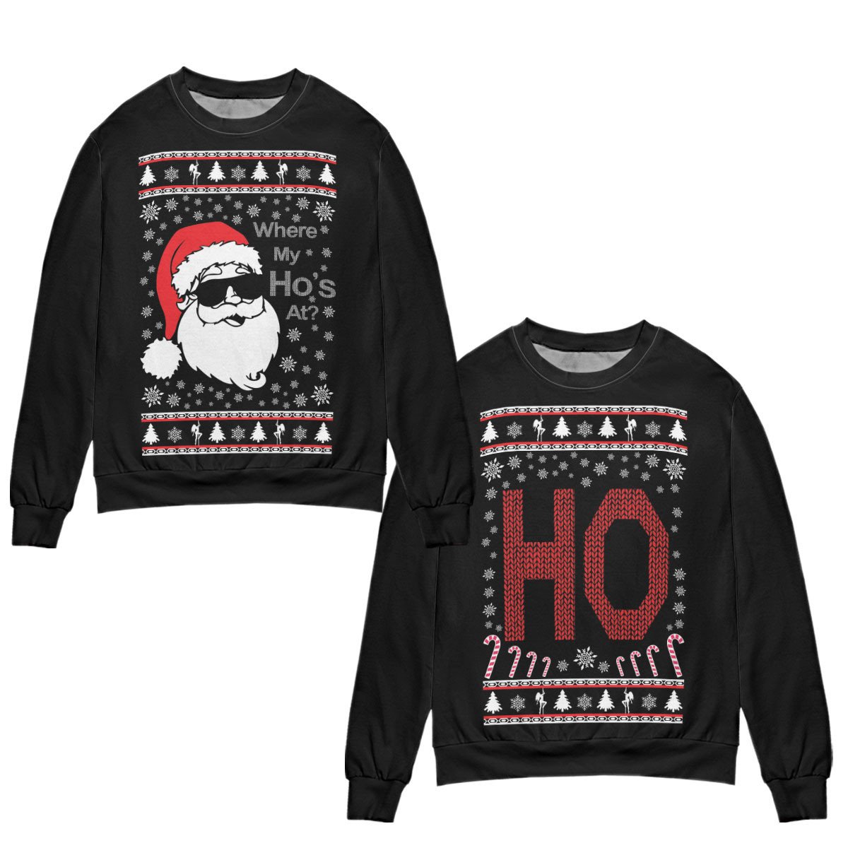 Where My Ho’S At? Or Ho Funny Ugly Christmas Matching Couples Sweater