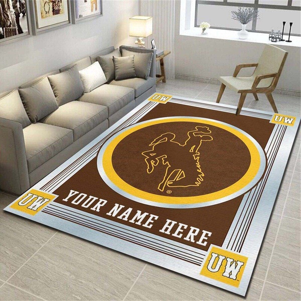 Wyoming Cowboys Personalized Rug, Team Living Room Carpet, Customized Man Cave Floor Mat