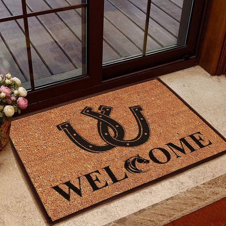 Funny Welcome Horseshoe Doormat Welcome Mat House Warming Gift Home Decor Funny Doormat Gift Idea