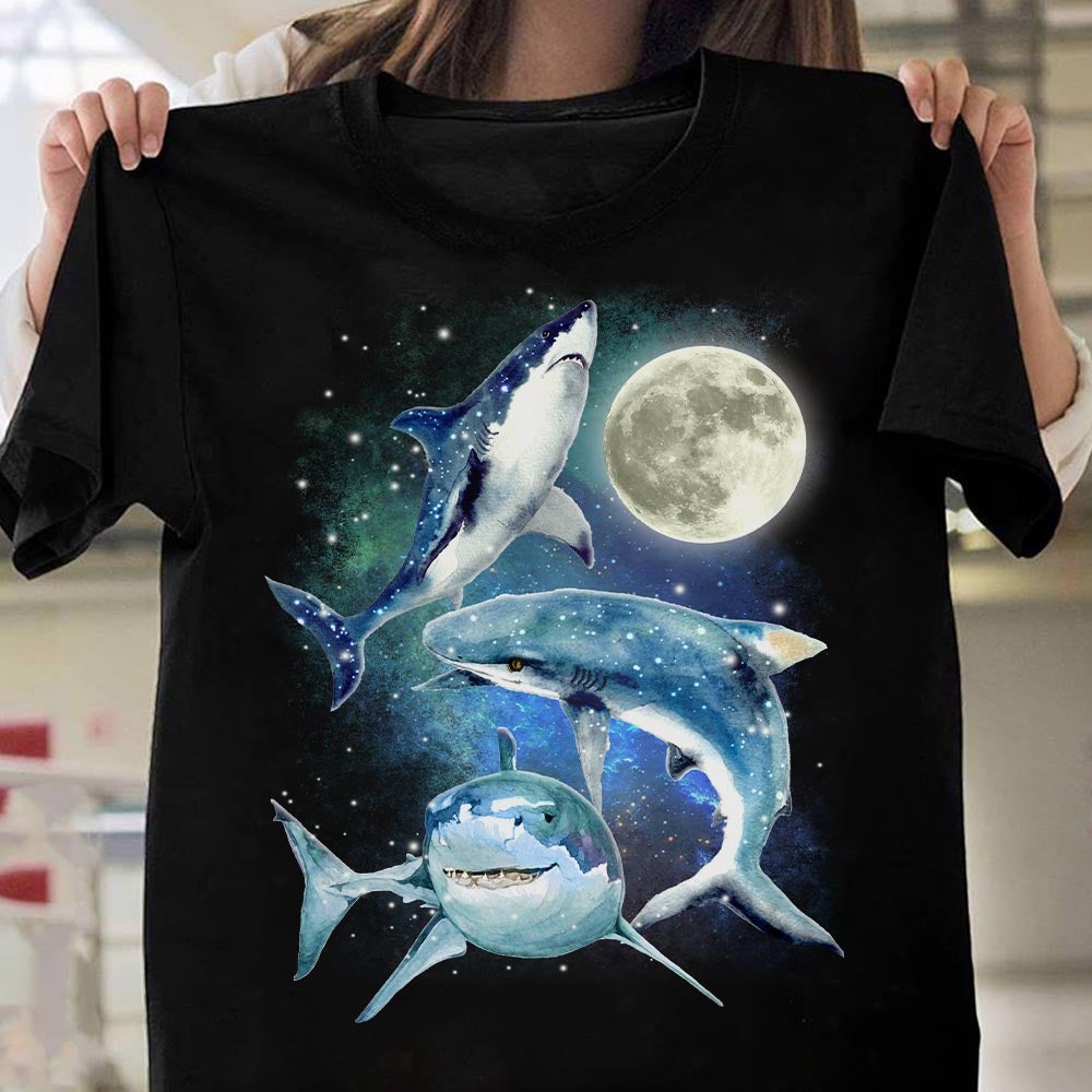 Shark Moon Graphic Unisex T Shirt, Sweatshirt, Hoodie Size S – 5XL