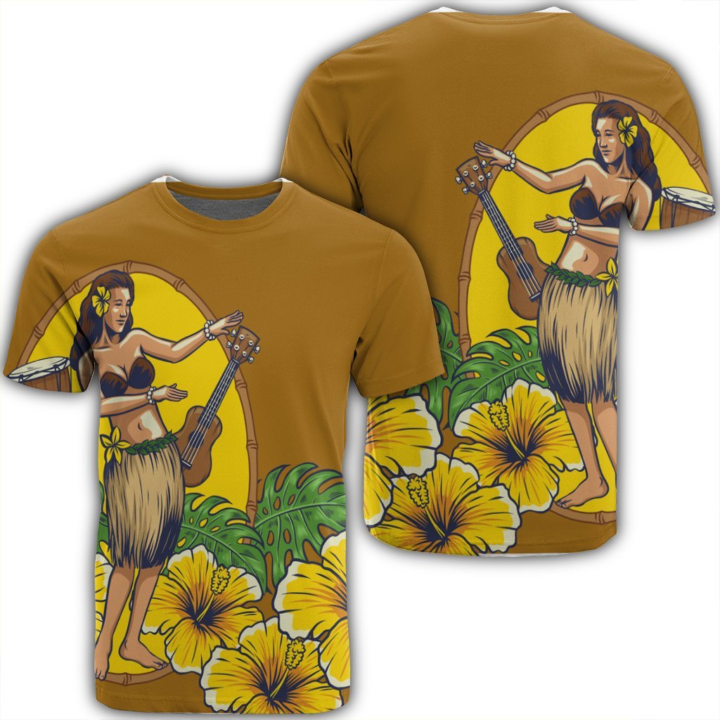 Hawaii Hula Girl Monstera Hibiscus Polynesian Ah Jr Ha46867