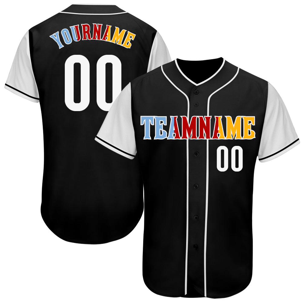 Custom Black White-Gold Authentic Two Tone Baseball Jersey