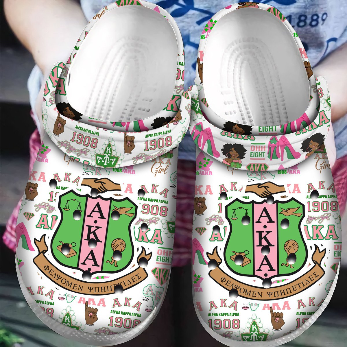 Alpha Kappa Alpha Aka 1908 Crocs Classic Clogs Shoes Pancr0516