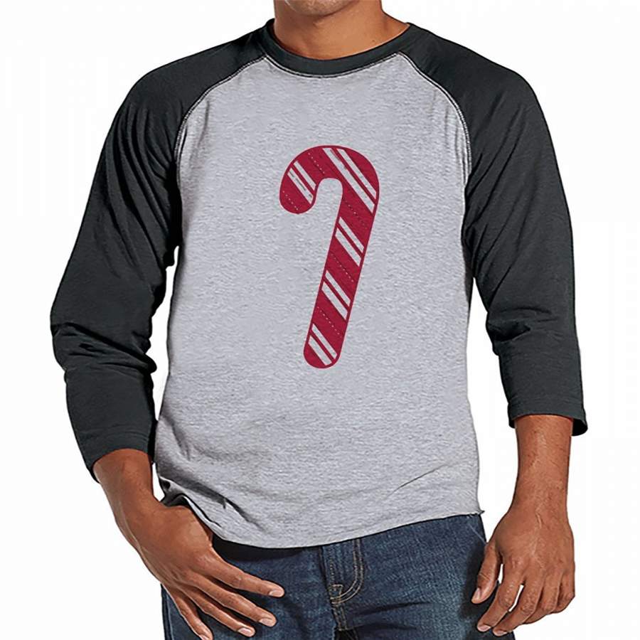 Candy Cane – Men’s Grey Raglan Tee