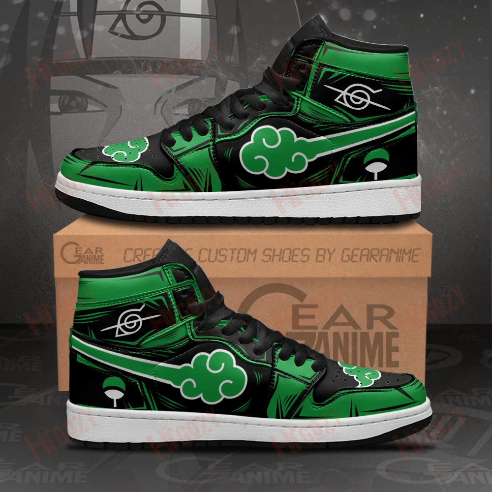 Akatsuki Sneakers Green Custom Naruto Anime Shoes