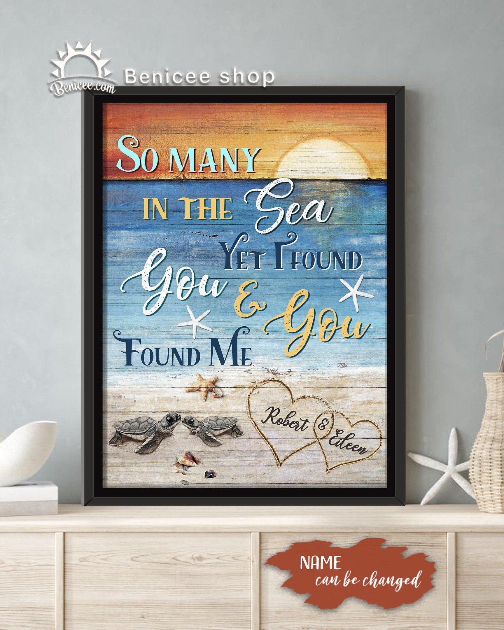 Anniversary Gift Framed Canvas Wall Art I Found You And You Found Me Coastal Theme Shop Gift For Family, Wall Art Decor, Canvas Print, Home Decor