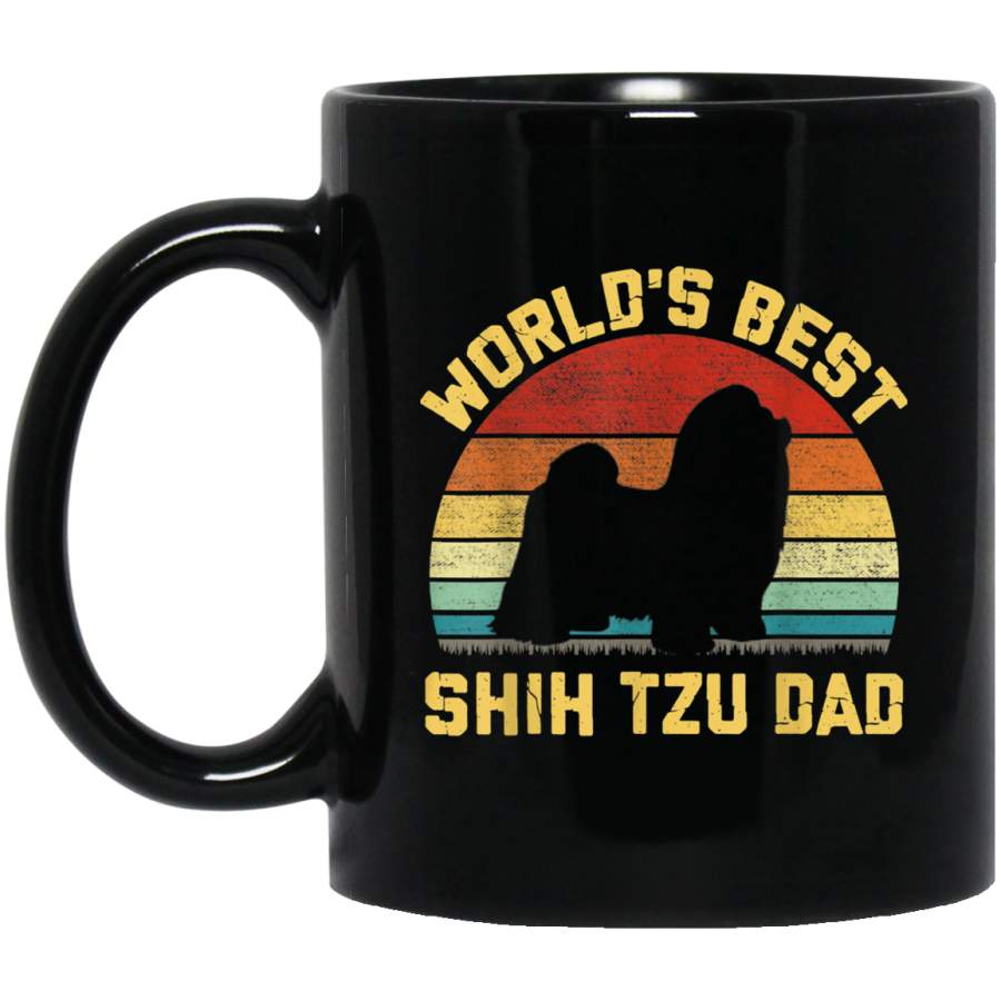 Vintage Worlds Best Shih Tzu Dad 11 oz 15 oz Mug Black