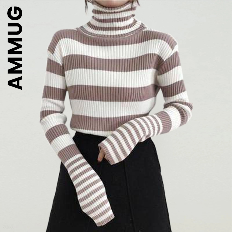 Ammug Women Sweater Turtleneck New Knitted Sexy Slim Knit Sweater Soft Women’s Sweater Cheap Vintage Female Women’s Clothing alx