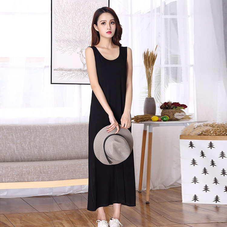 Summer Nightgowns Women Modal Dress Loose Bottoming Camisole Long Nightdress Plus Size Fat Mm Ladies Sleepwear Night Shirt 4XL alx