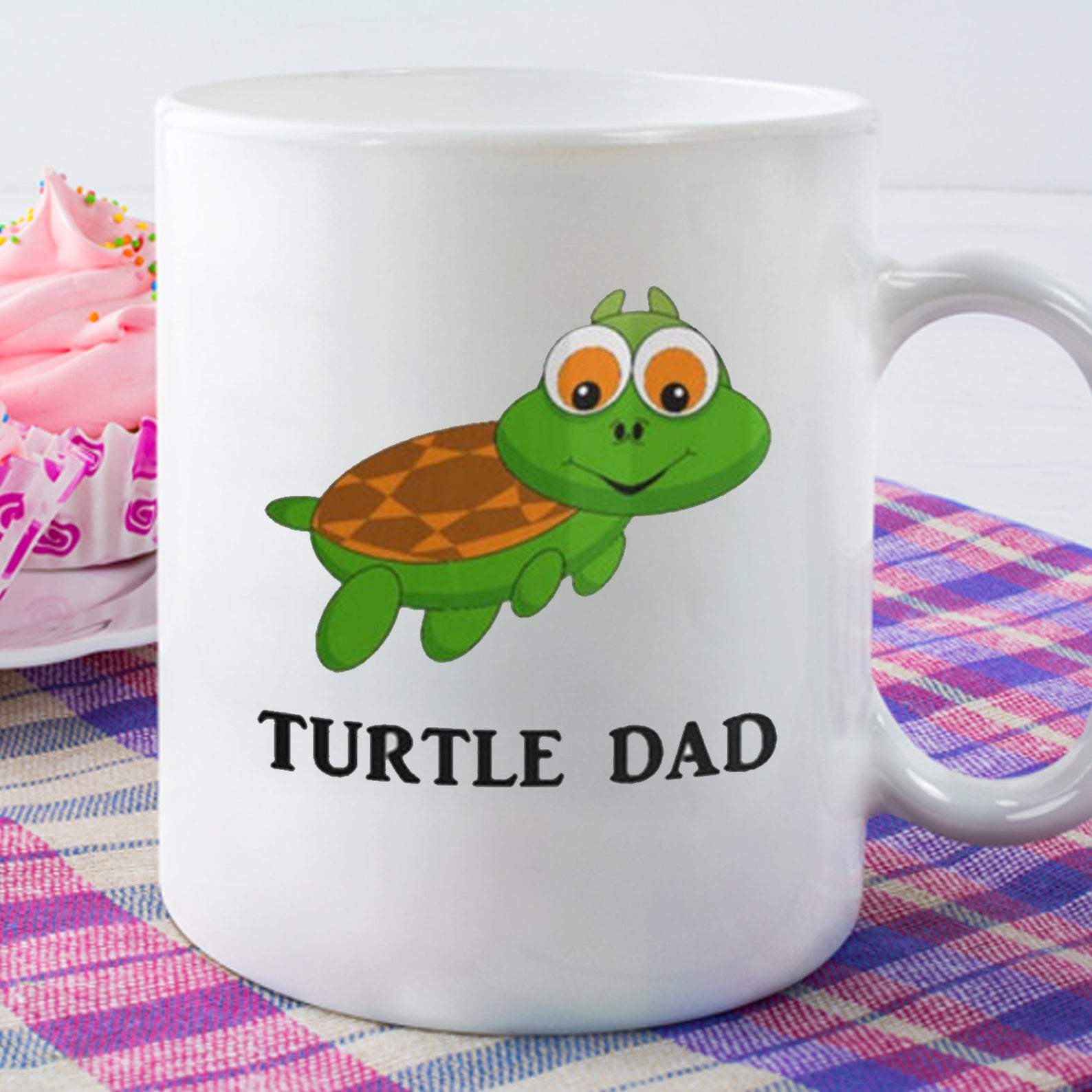 Turtle Dad Funny Cute Animal Black Lettering White Mug White Ceramic 11-15Oz Coffee Tea Cup