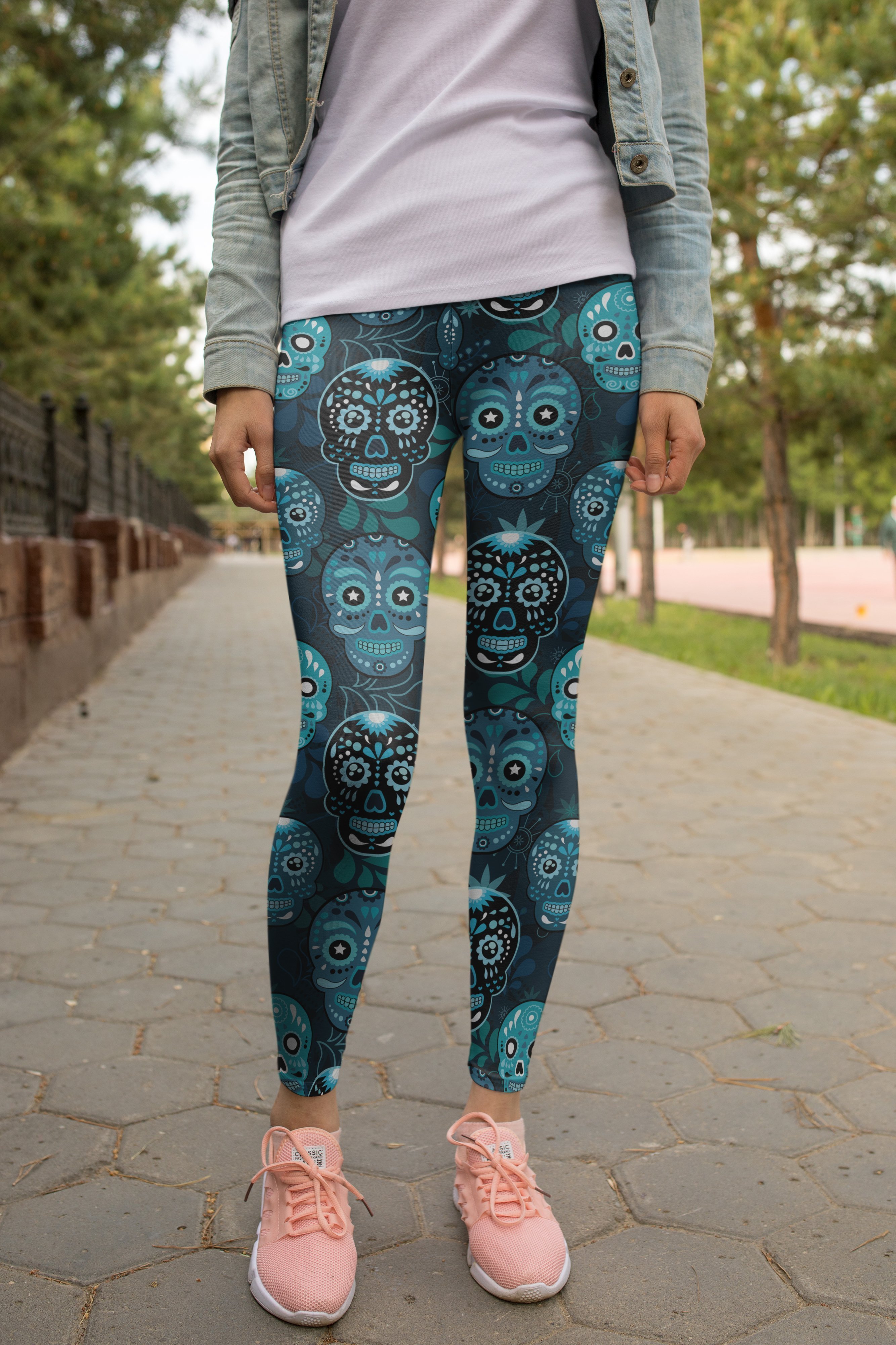 3D All Over Print Blue Skull Legging