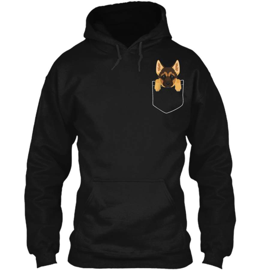 Pocket German Shepherd Puppy! Cute Dog Lover  Pullover Hoodie 8 oz