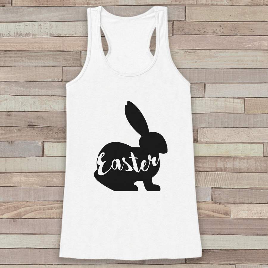 Womens Easter Shirt – Easter Bunny Tank Top – Happy Easter Shirt – Womens Tank – Bunny Easter Outfit – Matching Family Shirts – White Tank