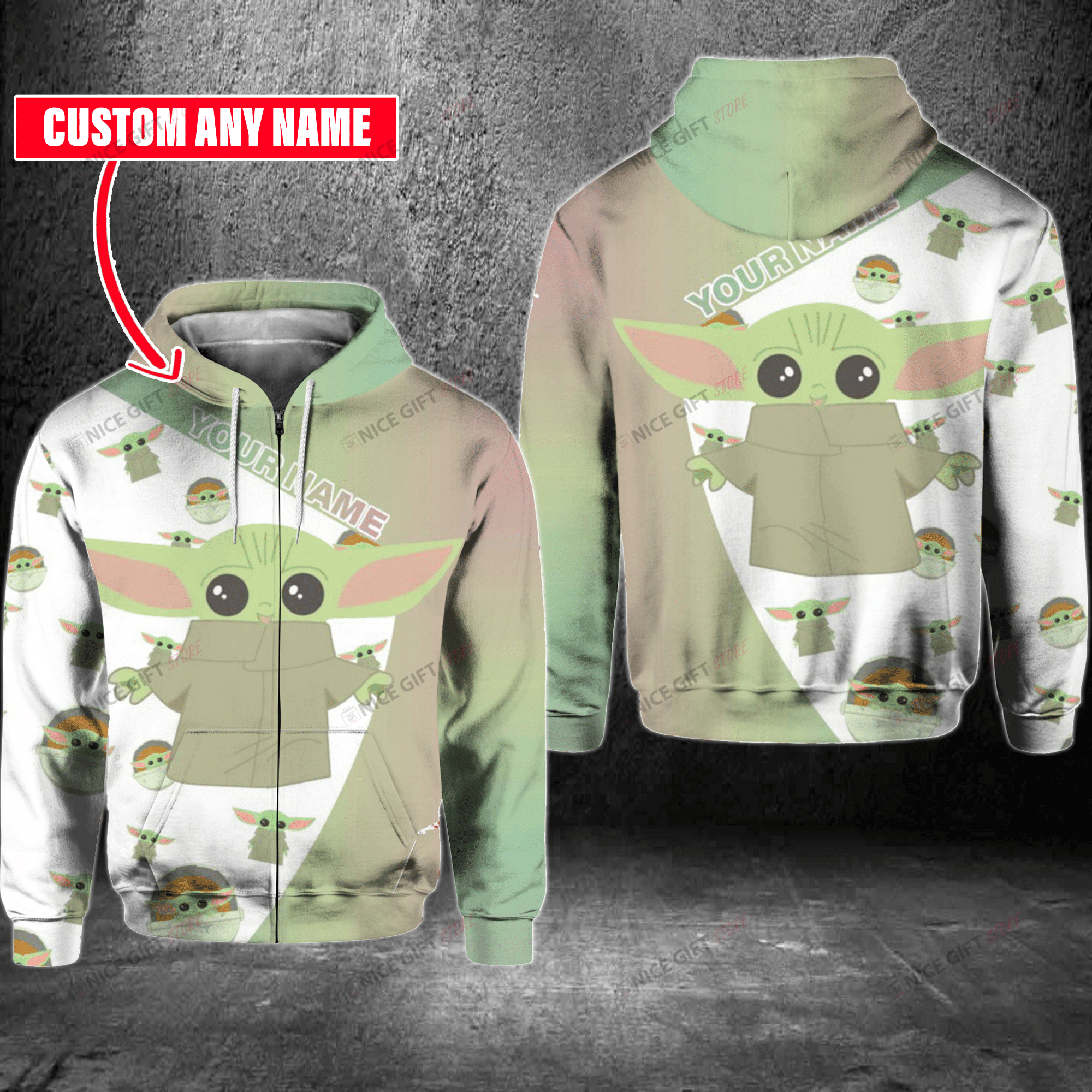Grogu Personalized Zip Hoodie 3D 3Zh-H4C2