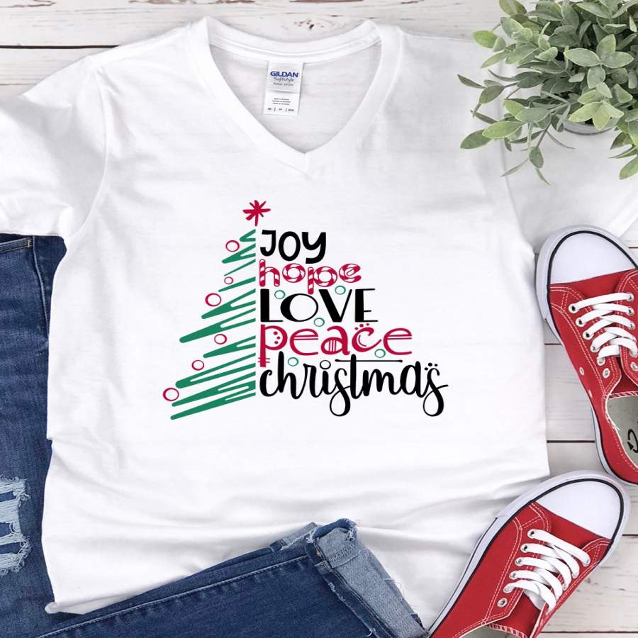 Joy Hope Love Christmas V-Neck