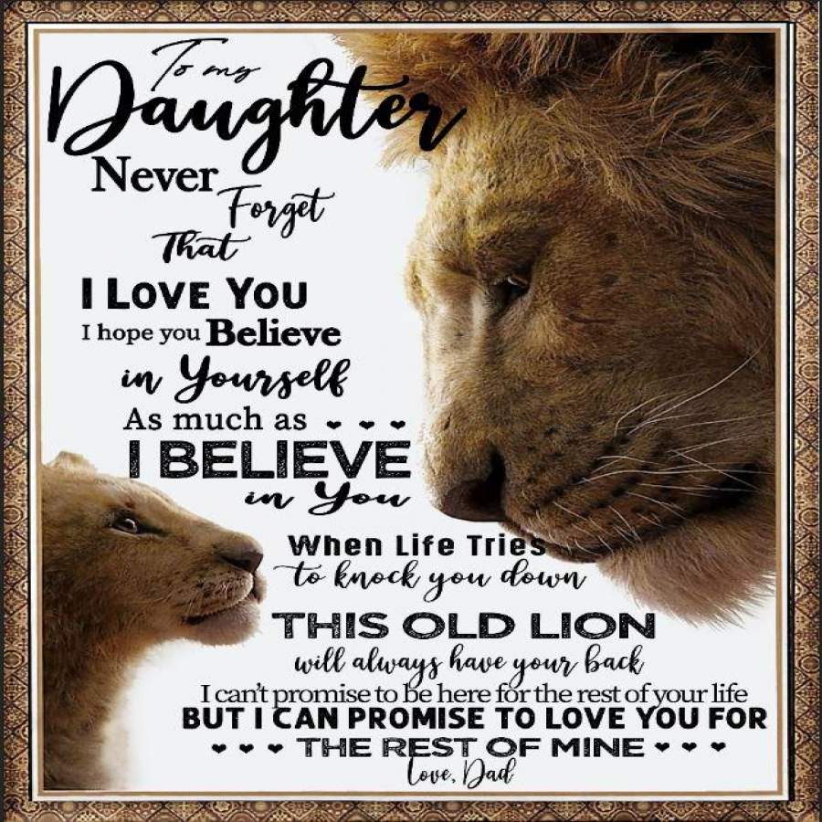 To My Daughter I Love You For The Rest Of My Life Dad Lion Fleece Blanket Christmas Gift Ideas