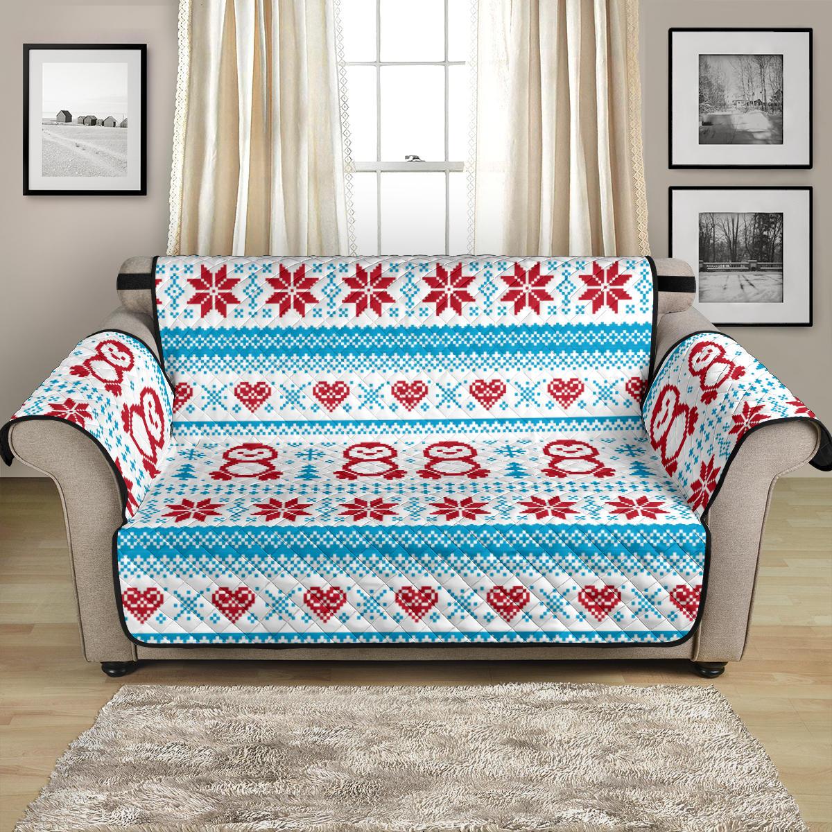 Penguin Sweater Printed Pattern Loveseat Couch Cover Protector