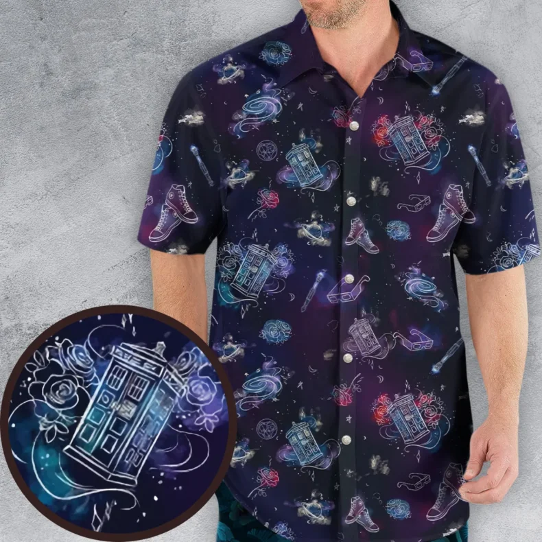 Tardis Doctor Who Seamless Hawaiian Shirt