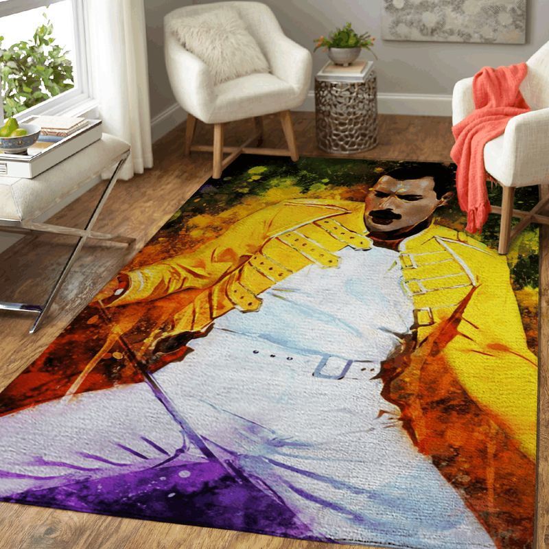 Queen Band Freddie Mercury Don’T Stop Me Now Rock Star Area Rug Living Room Rug Home Decor Floor Decor