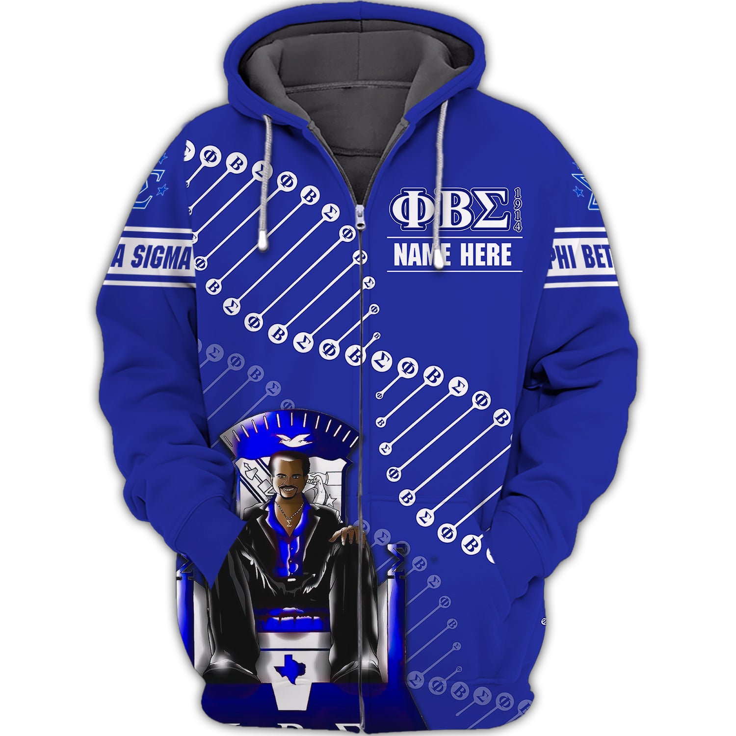 Phi Beta Sigma – Personalized Name 3D Zipper Hoodie – Urt96 – 172